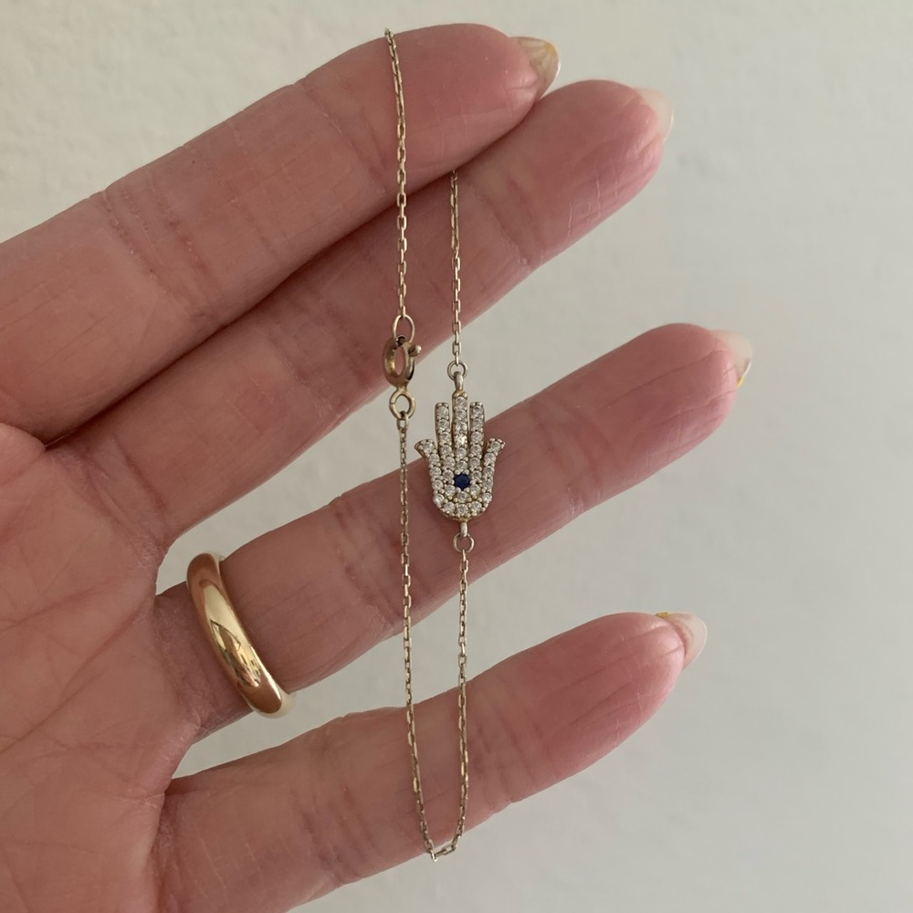 Gold filled hamsa evil eye bracelet
